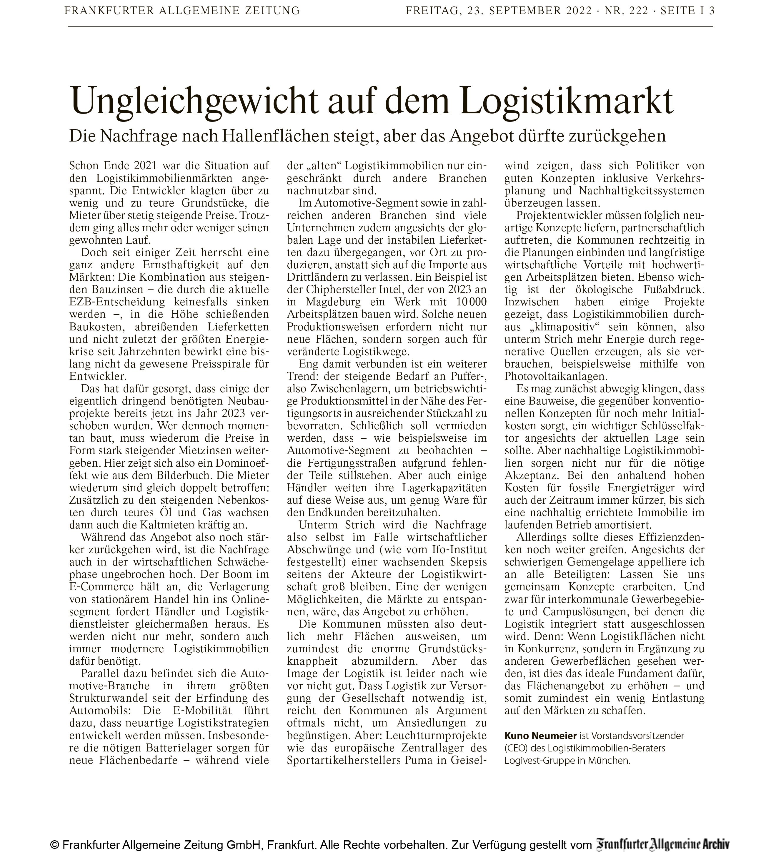 220923 FAZ Ungleichgewicht auf dem Logistikmarkt original